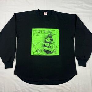 Vtg Disney Wear Mickey Mouse Crewneck Sweatshirt Sz Large 90s Scallop Cut B6